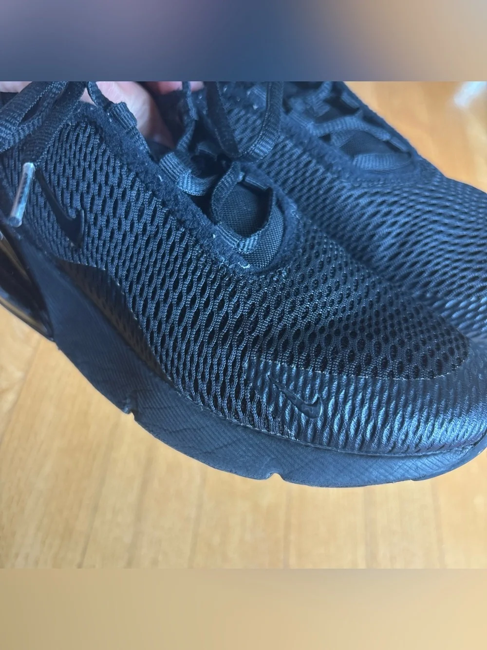 Nike Air Max 270 Sneakers Youth Boys Shoes Girls Sz 1Y GS Low Triple Black Kids